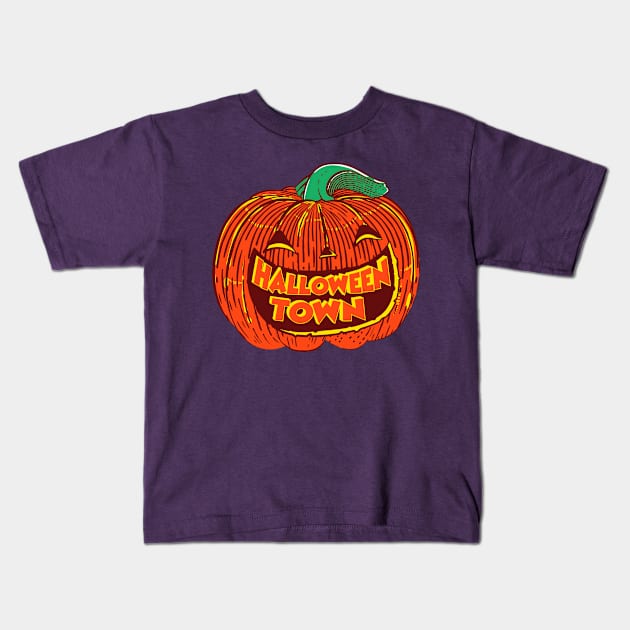 Halloween Town Kids T-Shirt by technofaze